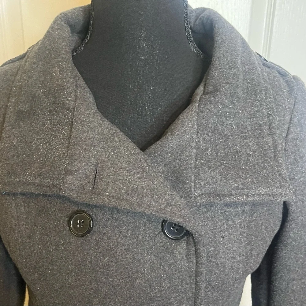 London Fog Girls Pea Coat Gray 14/16 Dress Button-up Double Breasted Warm
